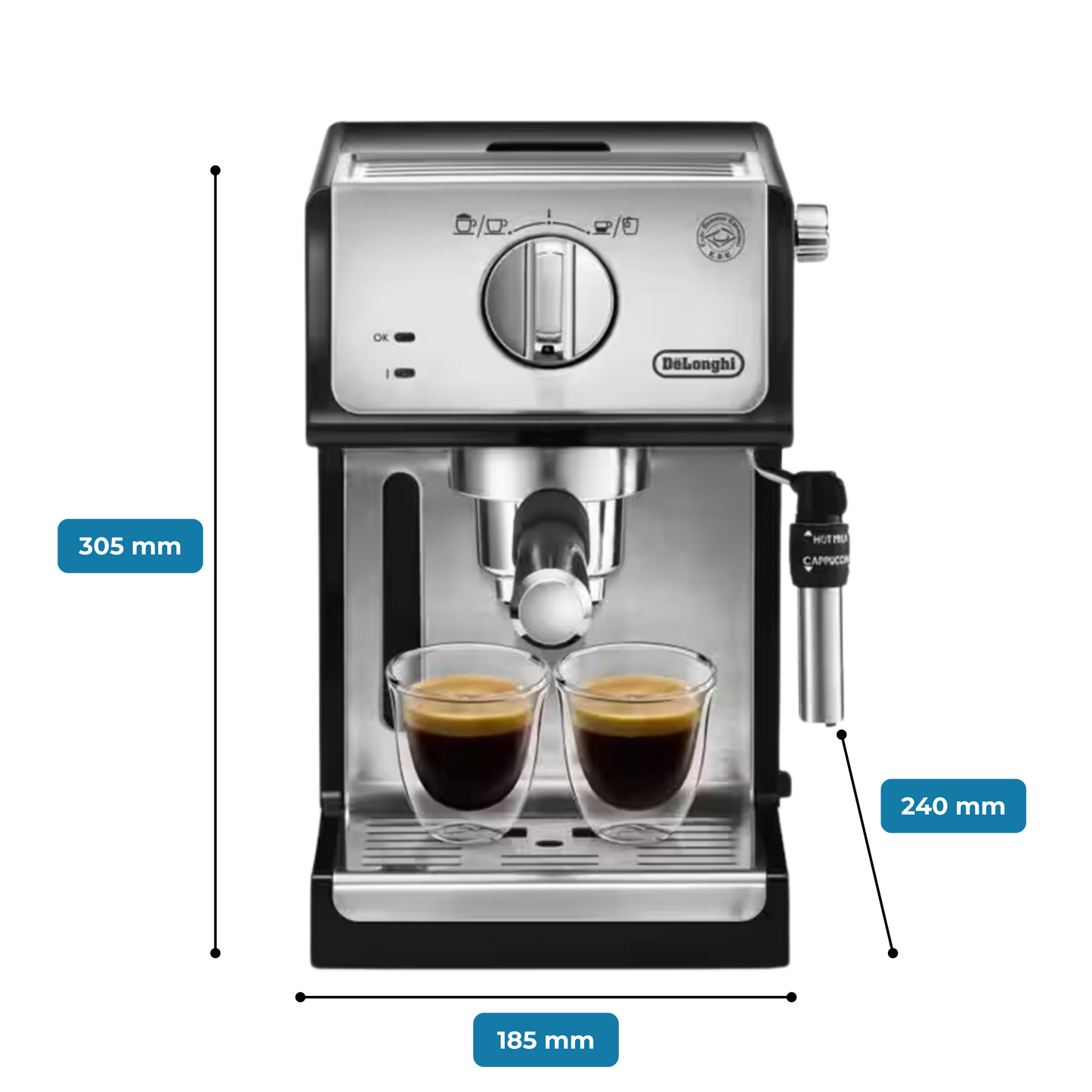 De'Longhi Compact Manual espresso pump coffee machine - Black & Silver