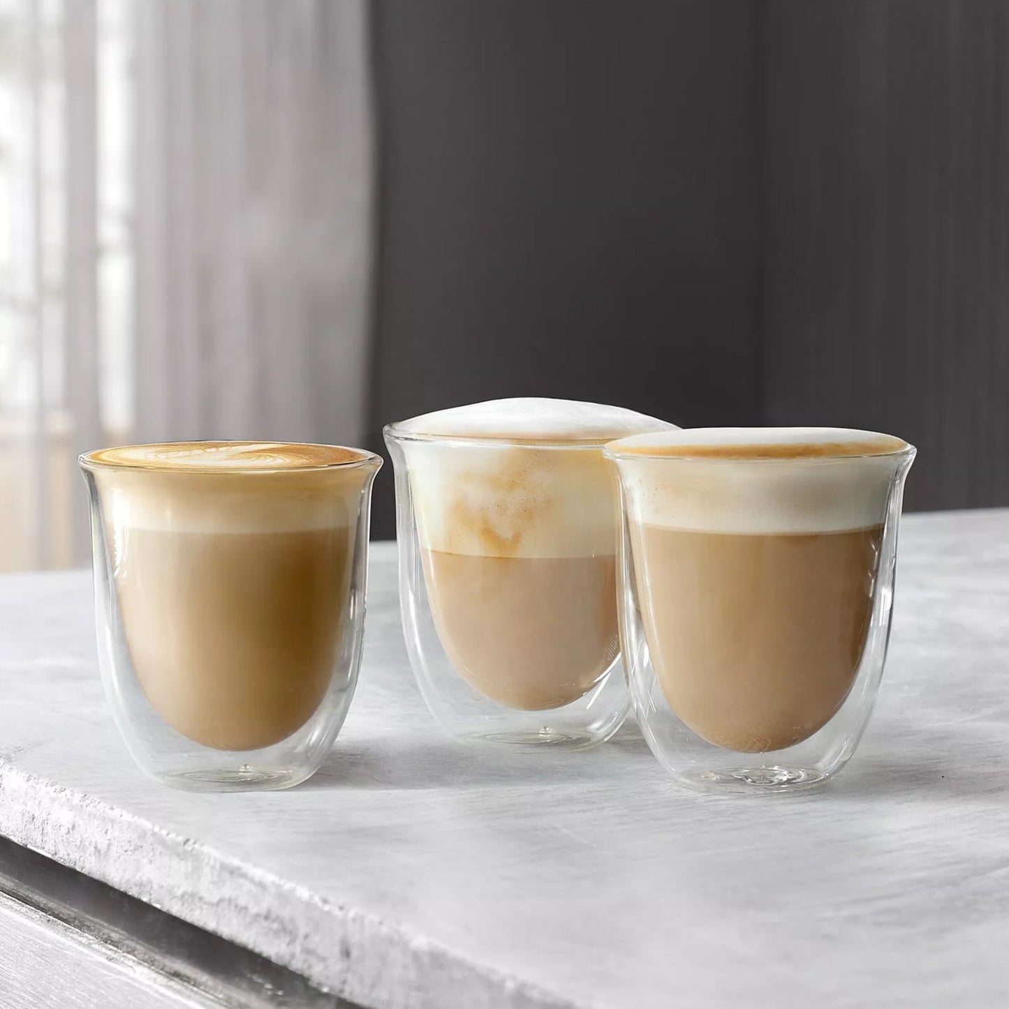 De'Longhi Hand Blown Double Walled Cappuccino Glass Set