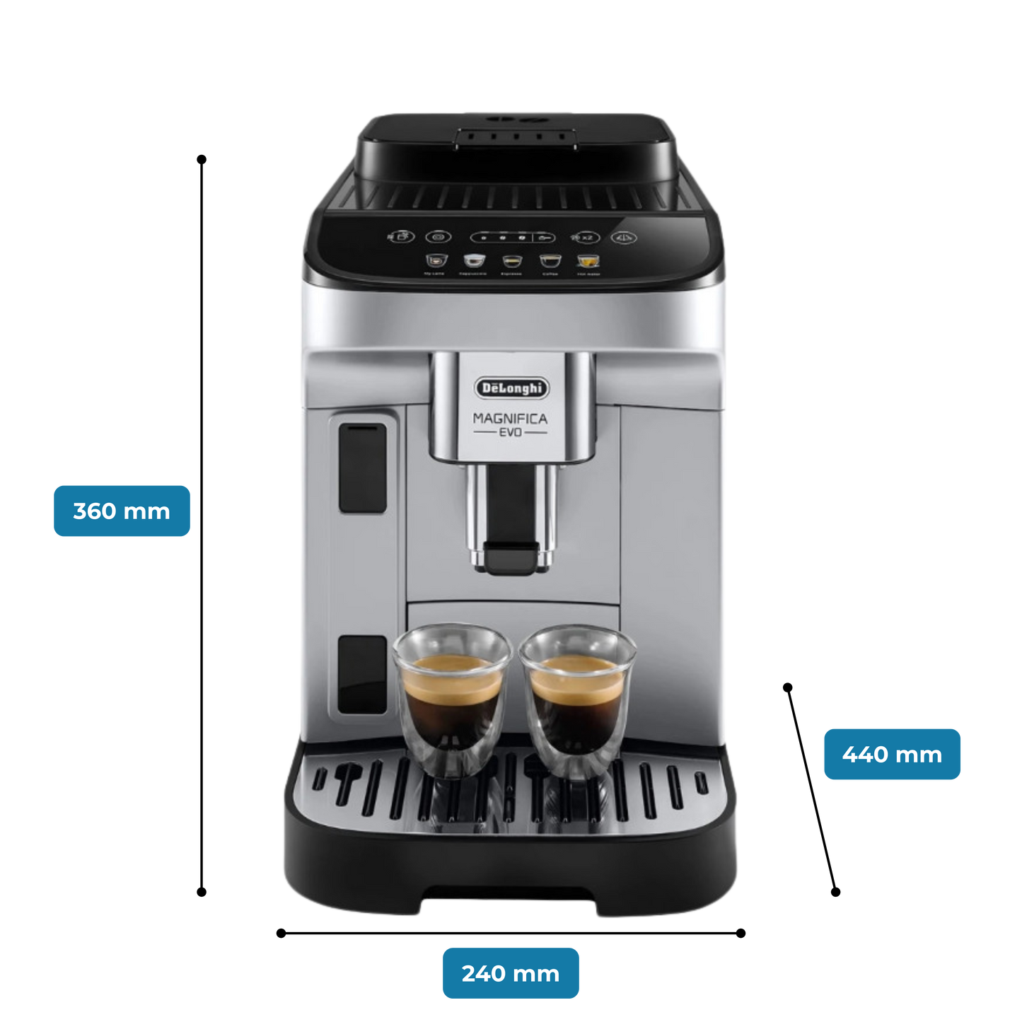 De'Longhi Magnifica Evo Silver & Black Automatic Coffee Machine