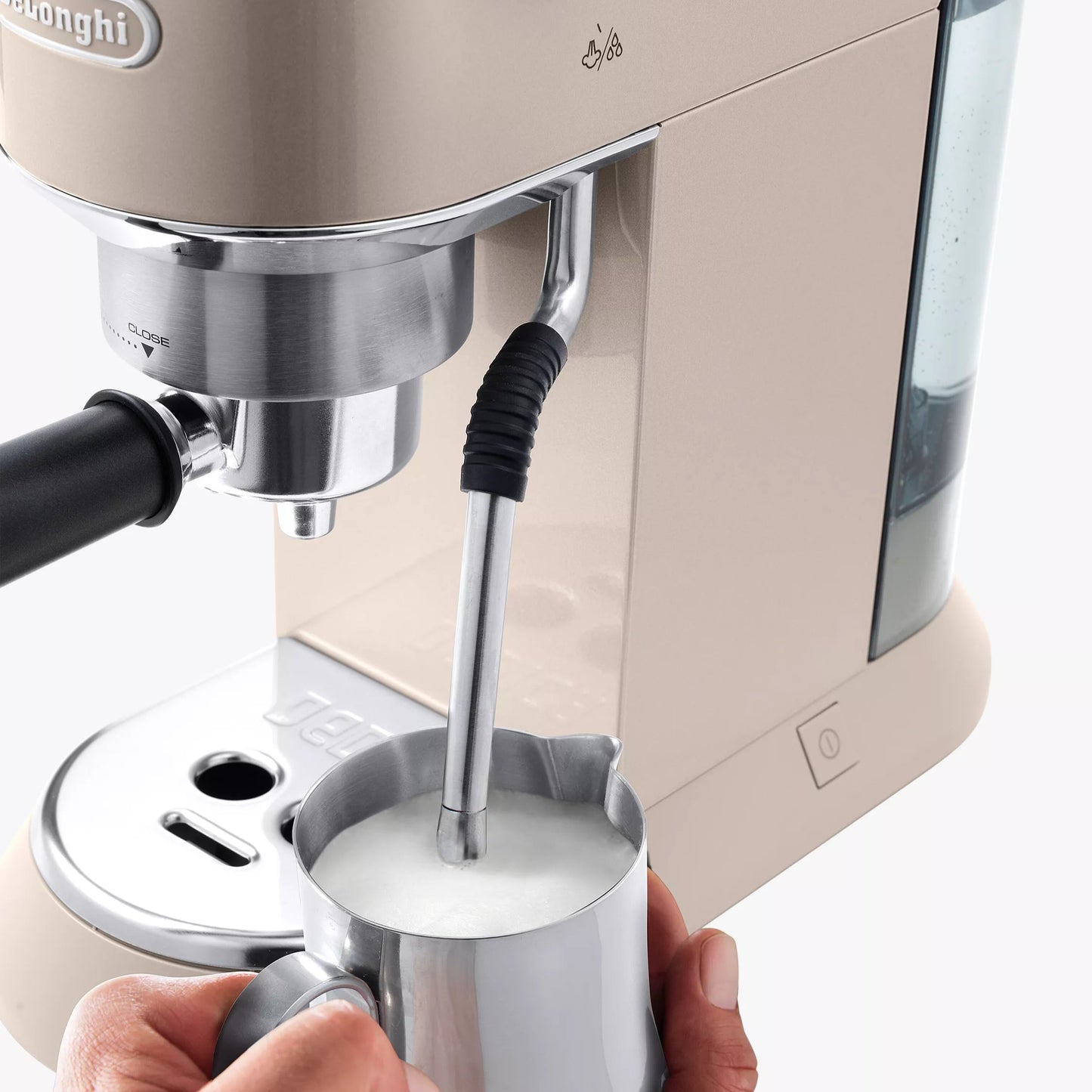 Dedica Arte Manual Espresso Coffee Maker with new milk frothing function - Beige Gold