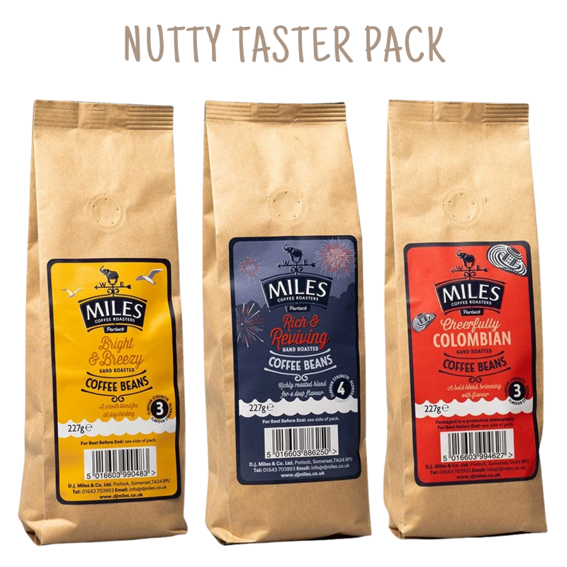 Miles Coffee Nutty Taster Pack – 3x 227g Hand-Roasted Coffee Beans | Bright, Colombian & Rich Blend — Default Title