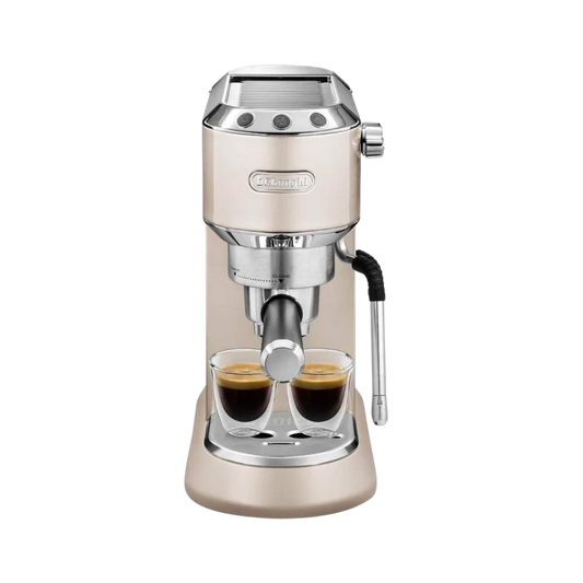 Dedica Arte Manual Espresso Coffee Maker with new milk frothing function - Beige Gold