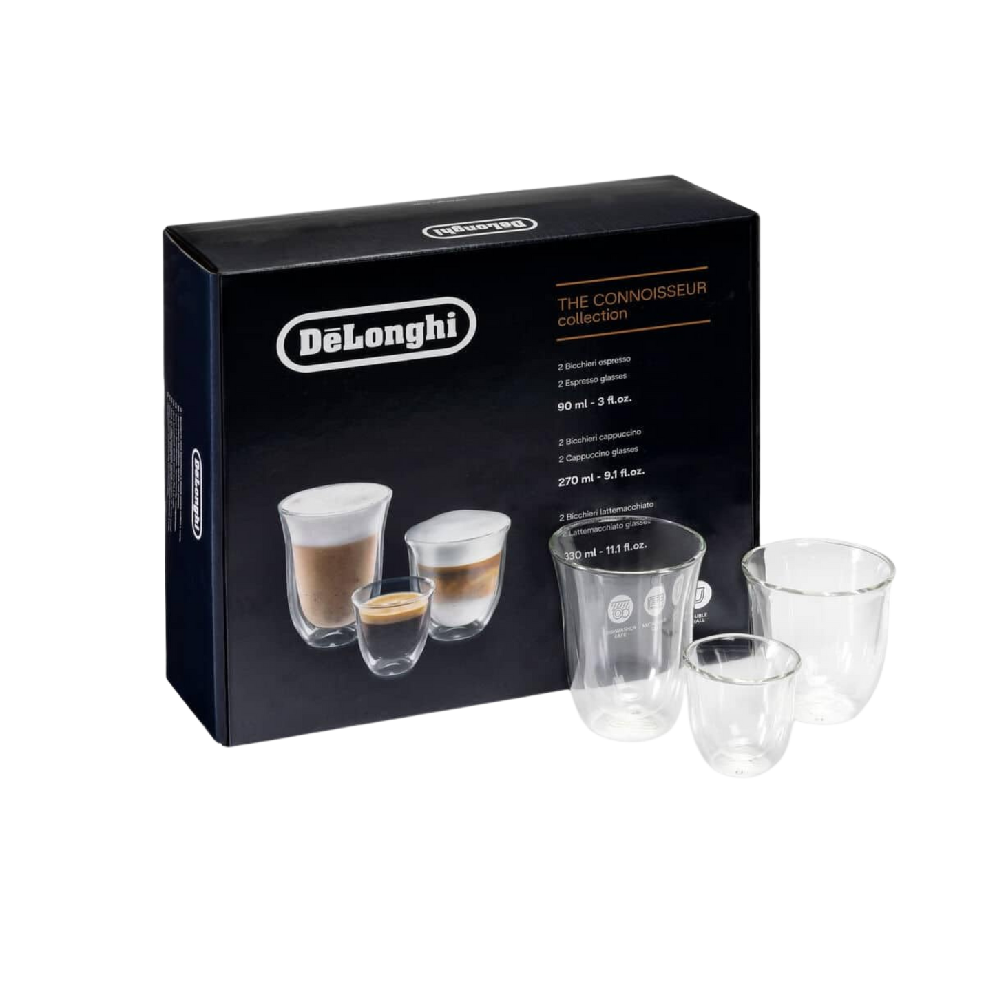 Connoisseur Collection 6 Mixed Sized Hand Blown Coffee Glasses