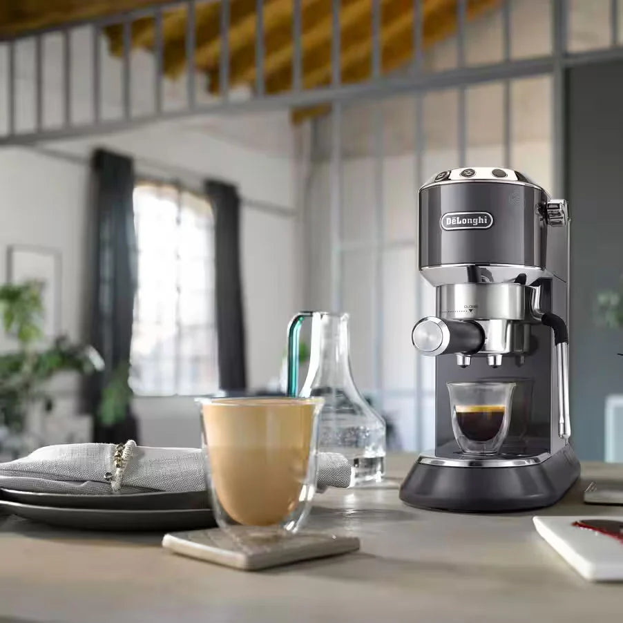 Dedica Arte Manual Espresso Coffee Maker with new milk frothing function - Grey