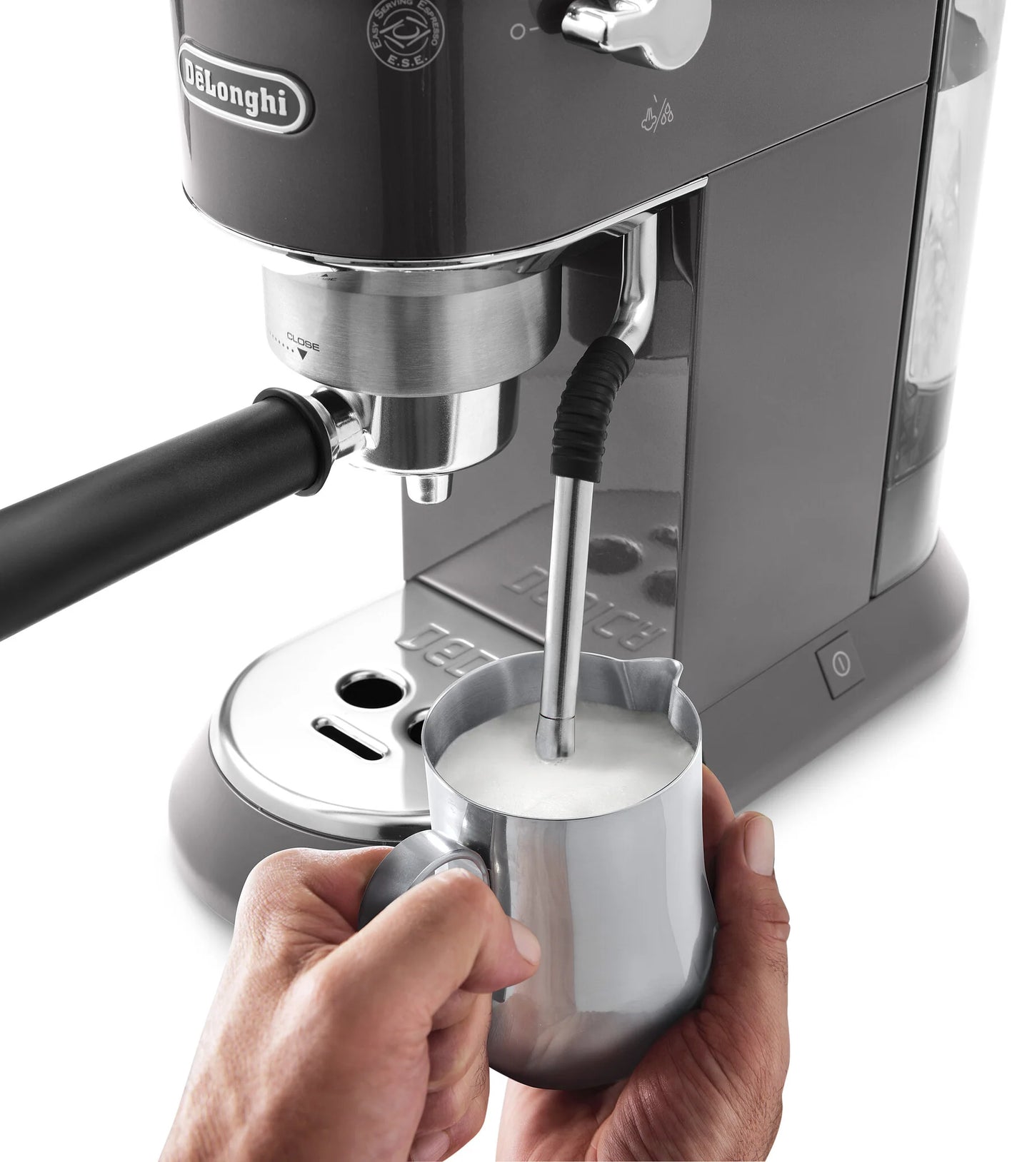 Dedica Arte Manual Espresso Coffee Maker with new milk frothing function - Grey