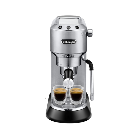 Dedica Arte Manual Espresso Coffee Maker with new milk frothing function - Silver Stainless Steel