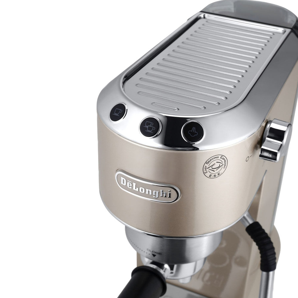 Dedica Arte Manual Espresso Coffee Maker with new milk frothing function - Beige Gold