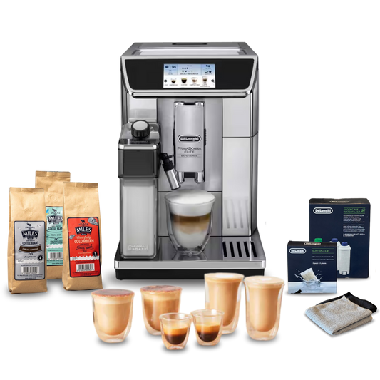 De'Longhi PrimaDonna Elite Experience Fully Automatic Bean to Cup Complete Coffee Setup