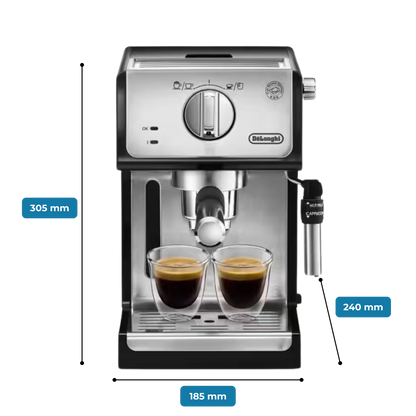 De'Longhi Compact Manual espresso pump coffee machine - Black & Silver