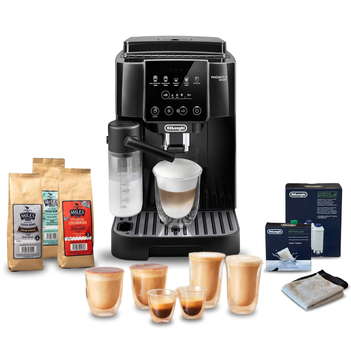 Magnifica Start Fully Automatic Complete Coffee Setup - Black