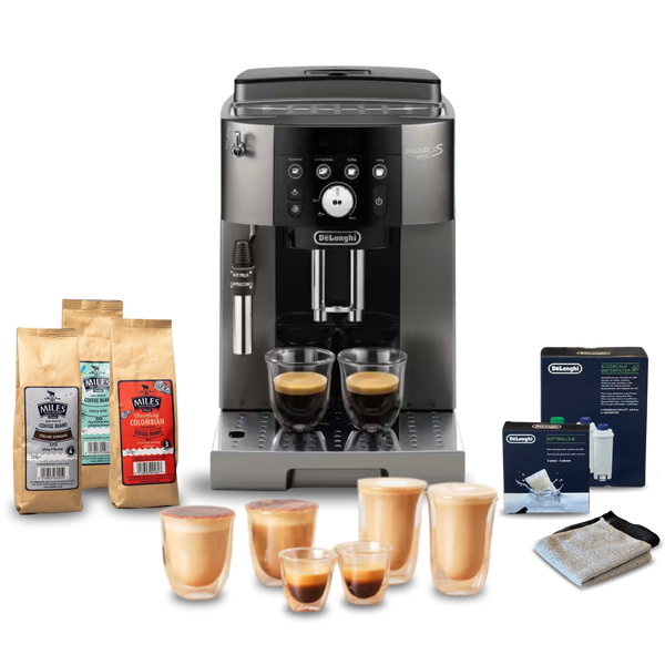 De'Longhi Magnifica S Smart Automatic Bean to Cup Complete Coffee Setup - Titanium Black