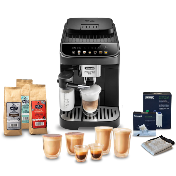 De'Longhi Magnifica Evo One Touch Bean to Cup Complete Coffee Setup - Black