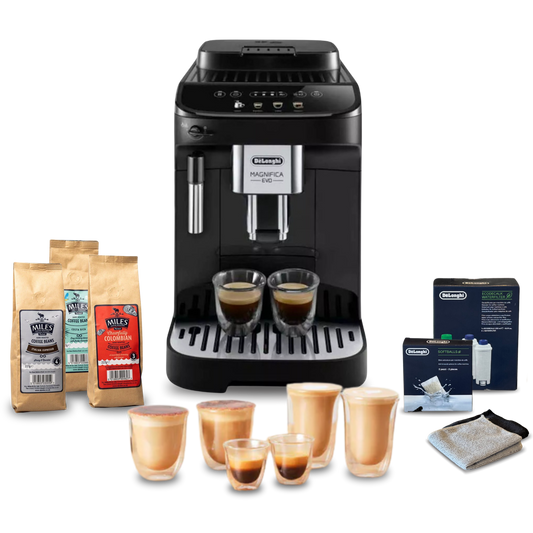 De'Longhi Magnifica Evo Black Automatic Complete Coffee Setup