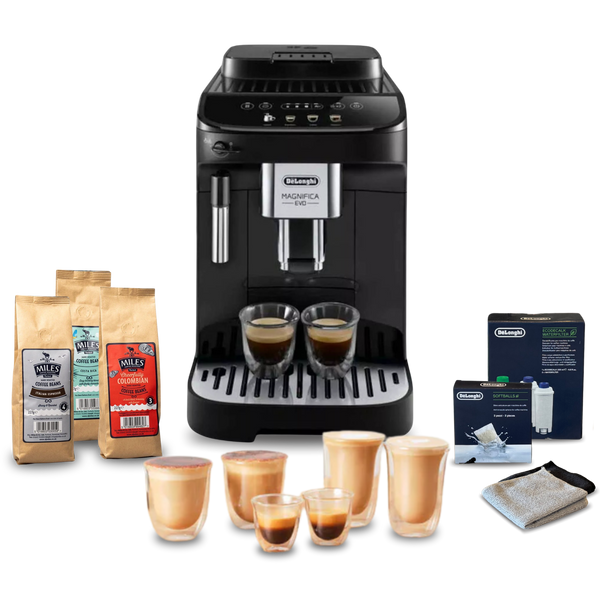 De'Longhi Magnifica Evo Black Automatic Complete Coffee Setup