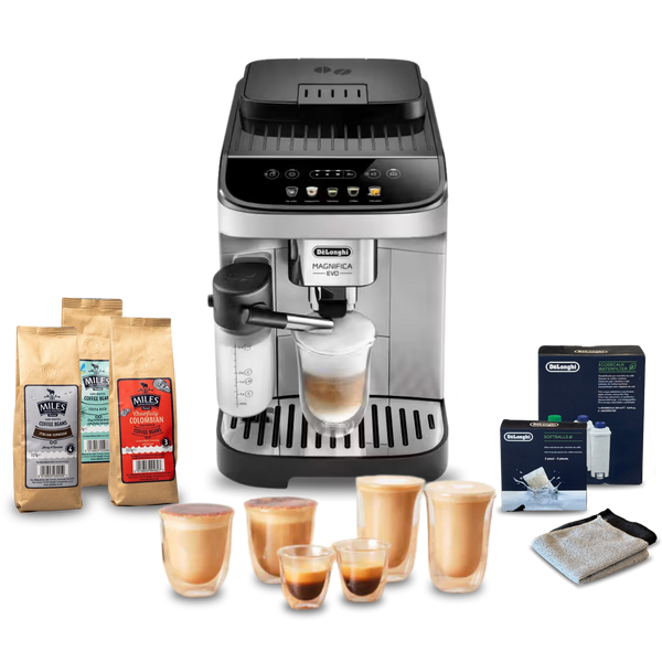 De'Longhi Magnifica Evo Fully Automatic Bean to Cup Complete Coffee Setup