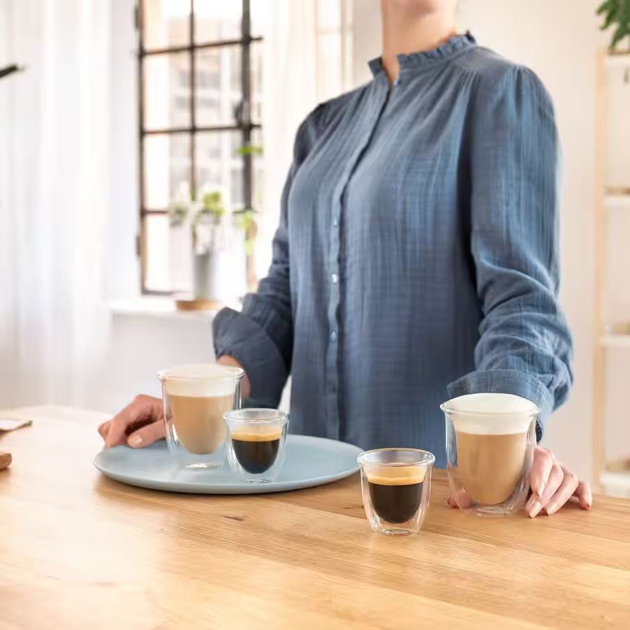 De’Longhi Barista Glassware Set - 2 Cappuccino Glasses + 2 Espresso Cups