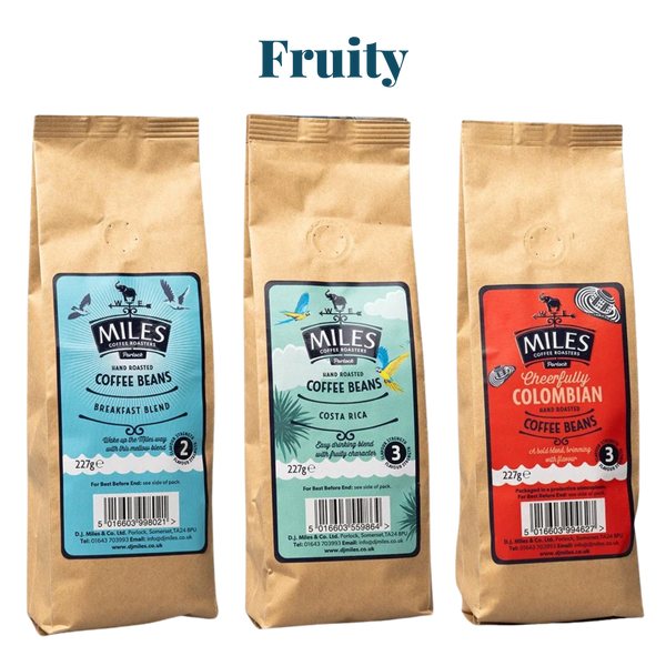 Miles Coffee Bright & Aromatic Taster Pack – 3x 227g Hand-Roasted Coffee Beans | Breakfast, Costa Rica & Colombian Blend