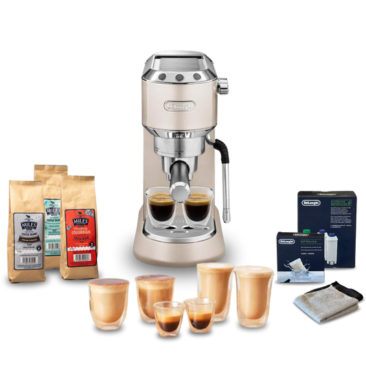 Dedica Arte Manual Espresso Complete Coffee Setup - Beige Gold
