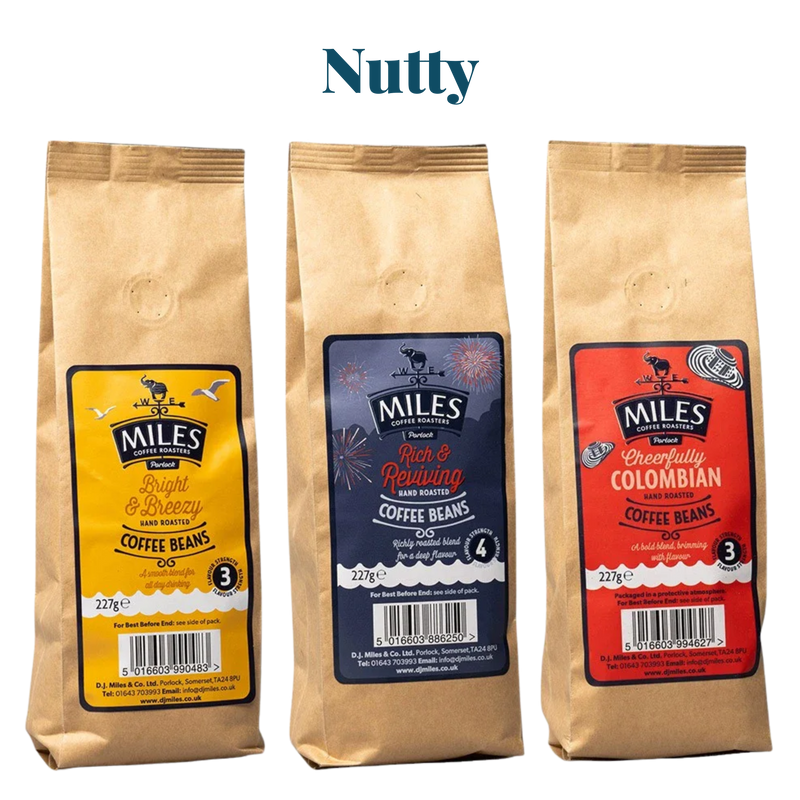 Miles Coffee Nutty Taster Pack – 3x 227g Hand-Roasted Coffee Beans | Bright, Colombian & Rich Blend — Default Title