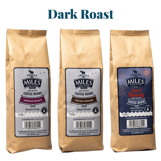 Miles Coffee Dark Roast Taster Pack – 3x 227g Hand-Roasted Coffee Beans | Espresso & Italian Rich Blend