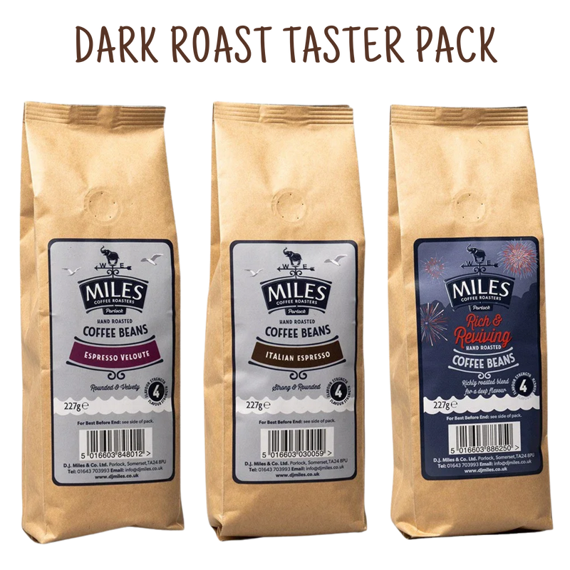 Miles Coffee Dark Roast Taster Pack – 3x 227g Hand-Roasted Coffee Beans | Espresso & Italian Rich Blend — Default Title