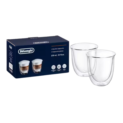 De’Longhi Barista Glassware Set - 2 Cappuccino Glasses + 2 Espresso Cups