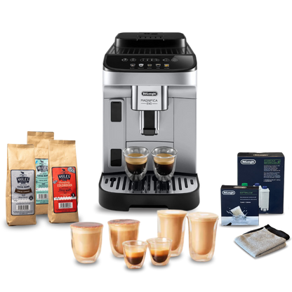 De'Longhi Magnifica Evo Silver & Black Automatic Complete Coffee Setup