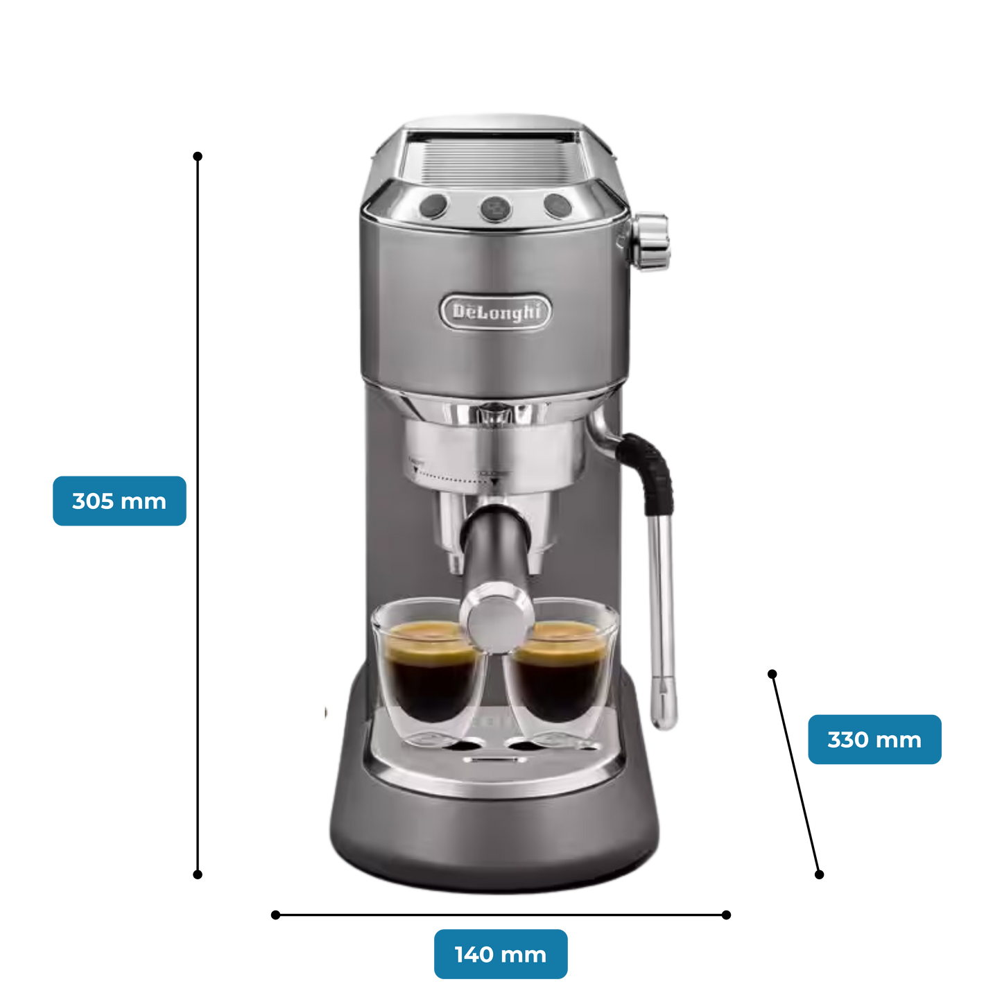 Dedica Arte Manual Espresso Coffee Maker with new milk frothing function - Grey