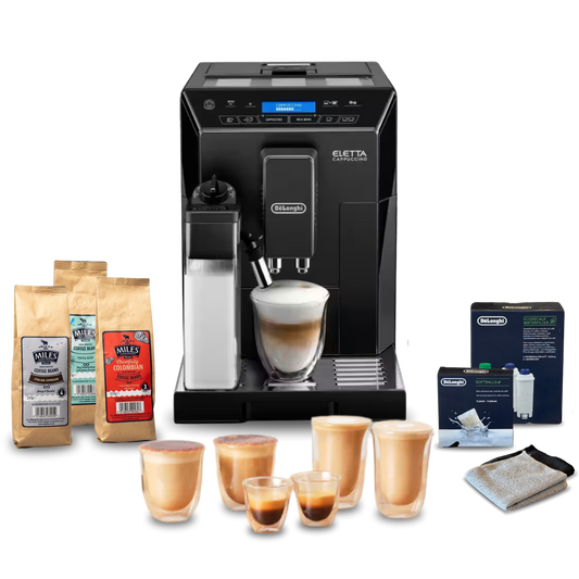 De'Longhi Eletta Cappuccino Fully Automatic Bean to Cup Complete Coffee Setup - Black