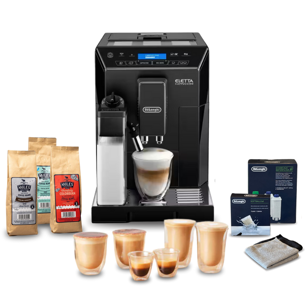 De'Longhi Eletta Cappuccino Fully Automatic Bean to Cup Complete Coffee Setup - Black