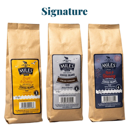 Miles Coffee Signature Taster Pack – 3x 227g Hand-Roasted Coffee Beans | Bright, Italian & Rich Blend