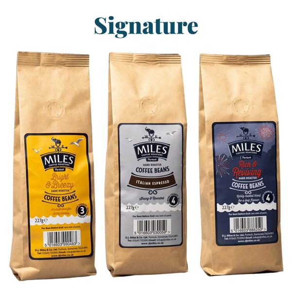 Miles Coffee House Favourites Taster Pack – 3x 227g Hand-Roasted Coffee Beans | Bright, Italian & Rich Blend